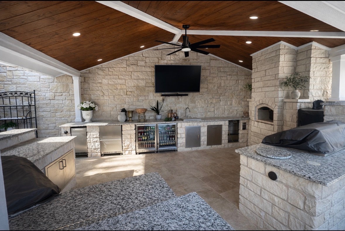 Custom outdoor living area by G&S Construction